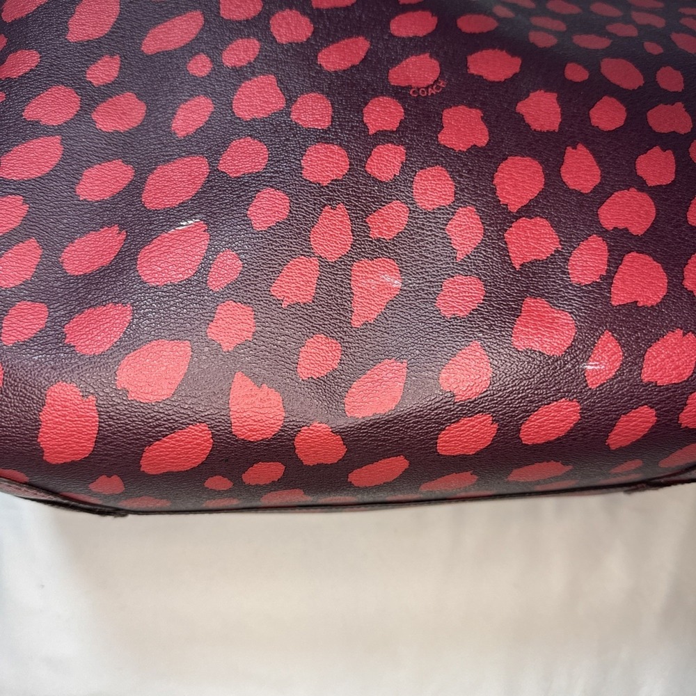 Coach F37878 Deer Spot Reversible City Tote Bag W/Pouch Brown/Raspberry - Picture 7 of 12